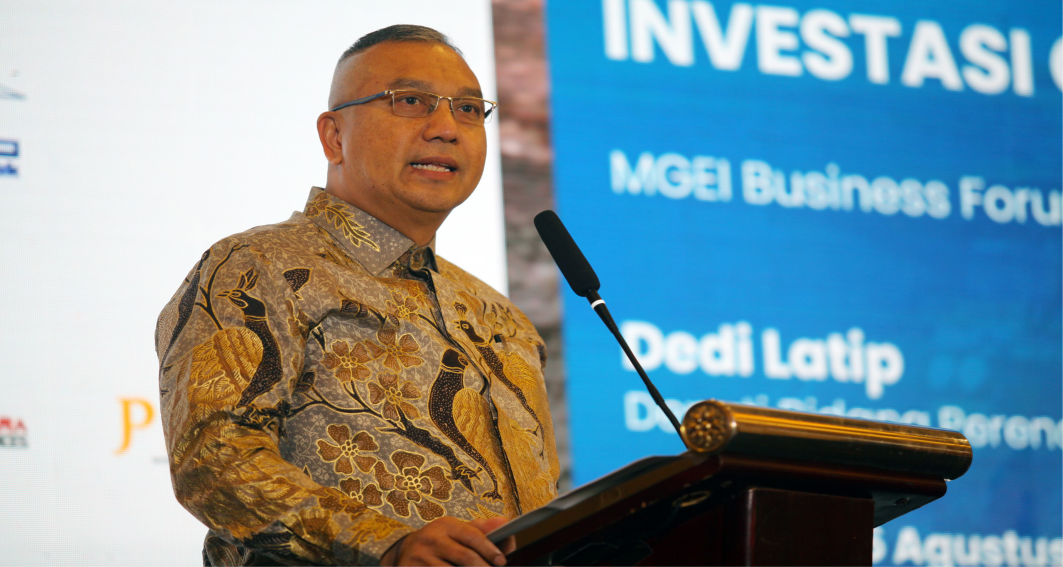 Dedi Latip, Deputy for Investment Planning at the Ministry of Investment and Downstreaming/BKPM, revealed that investment realization in the downstream sector reached Rp 280.8 trillion in the first half of 2025, during the MGEI Business Forum 2025 in Jakarta on Tuesday (August 26, 2025). (Lucky Ebenhaezer)